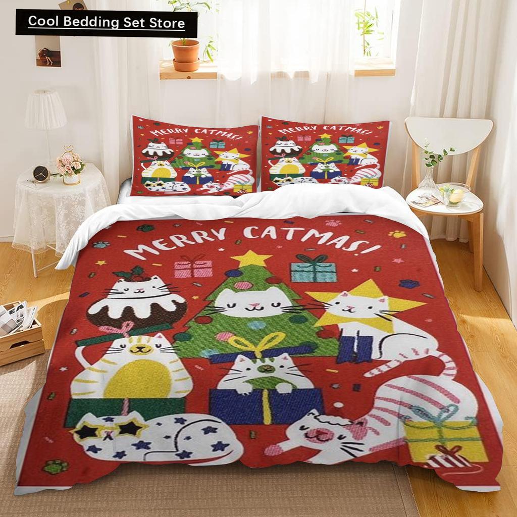 Comforter Christmas Snowman Cartoon Kids Lightweight 3D Printing Bedding Set 2/3 Piece Bedding Set For Kids Adult Gift