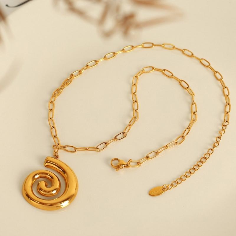 Bohemian Beach Jewelry Spirals Conch Pendant Necklace for Women Waterproof Stainless Steel Trendy Gift