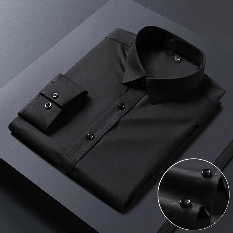 Nové Pánské Košile Proti Vráskám s Dlouhým Rukávem Společenské Košile Pro Slim Fit Camisa Social Business Blůza Bílá Košile S-8XL