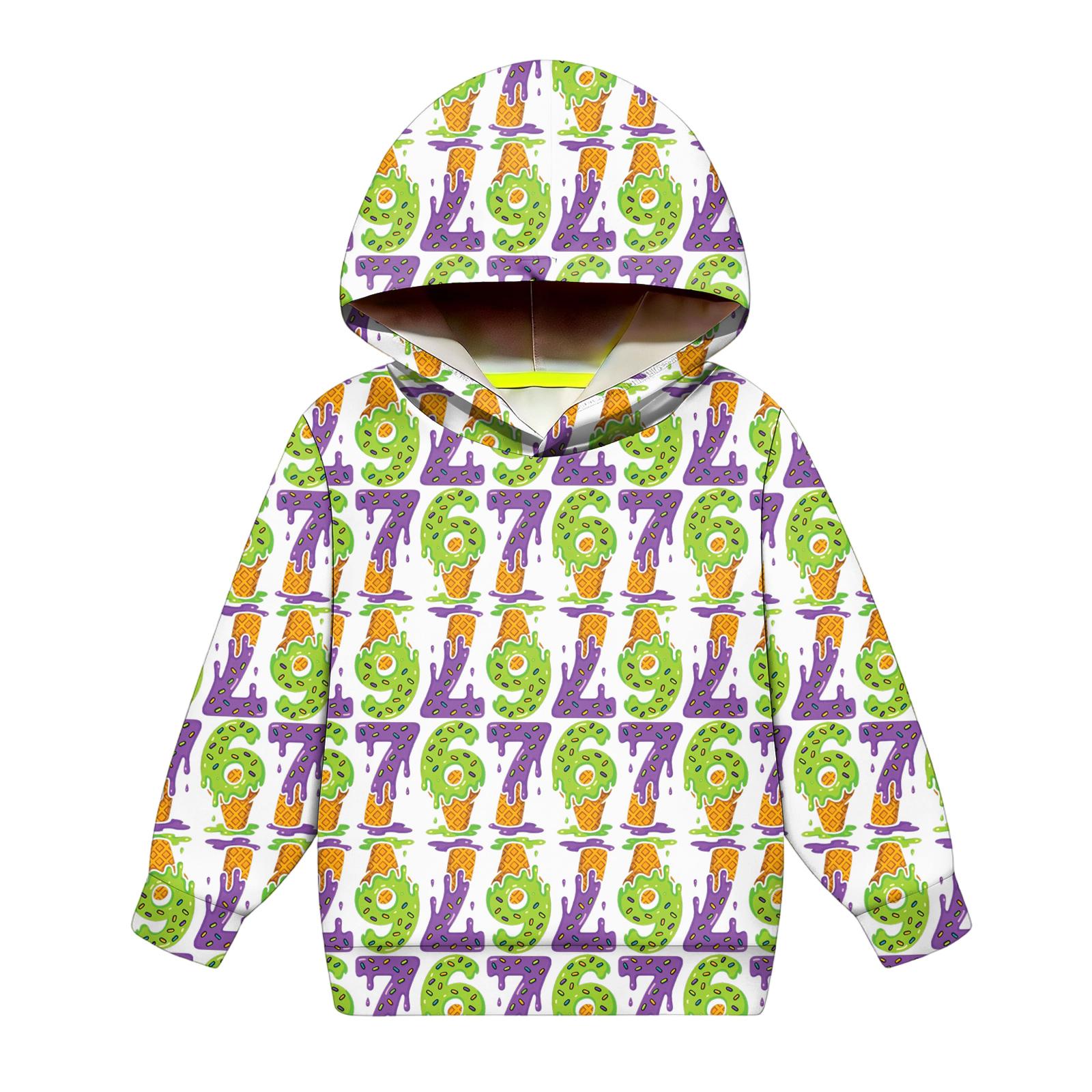 

Children s Fashionable Long Sleeved Printed Hooded Top Loose Fitting Sweatshirt Top 90 жовтий