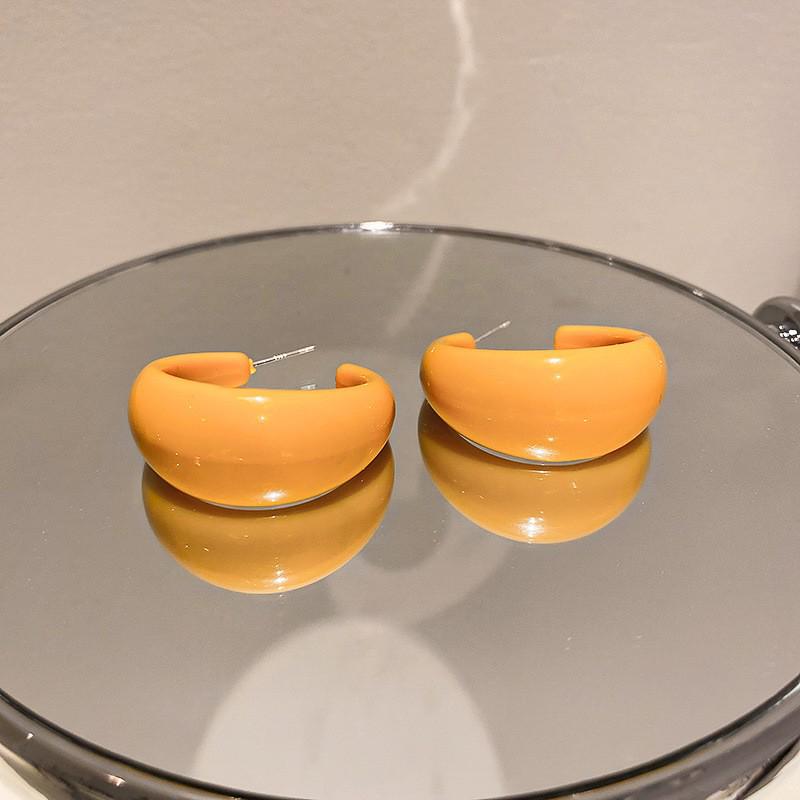 Silbernadel Leopard Harz Geo Runde Ohrringe, Retro Myer Stil, Nischen Design für Frauen