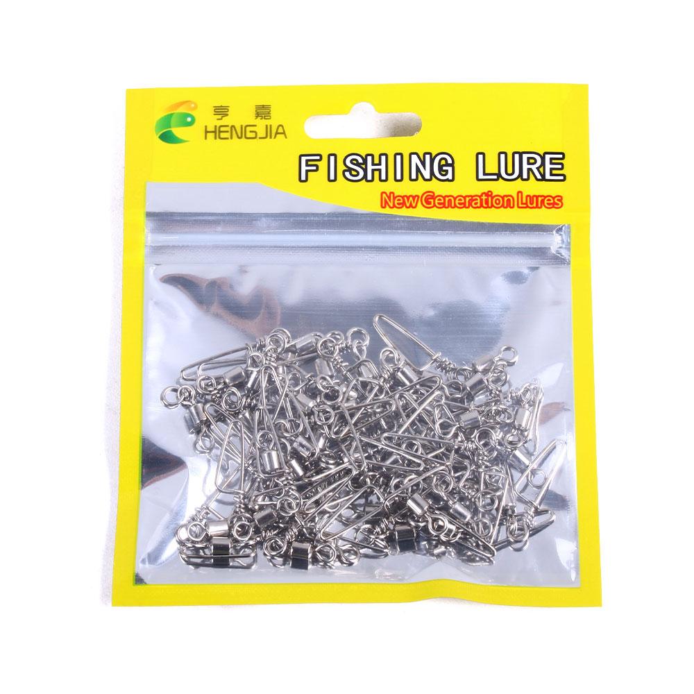 50pcs/ Stainless Steel Fishing Connector 8-word ring connector Rolling Snap Swivels Fishing Tackle Lure Tool