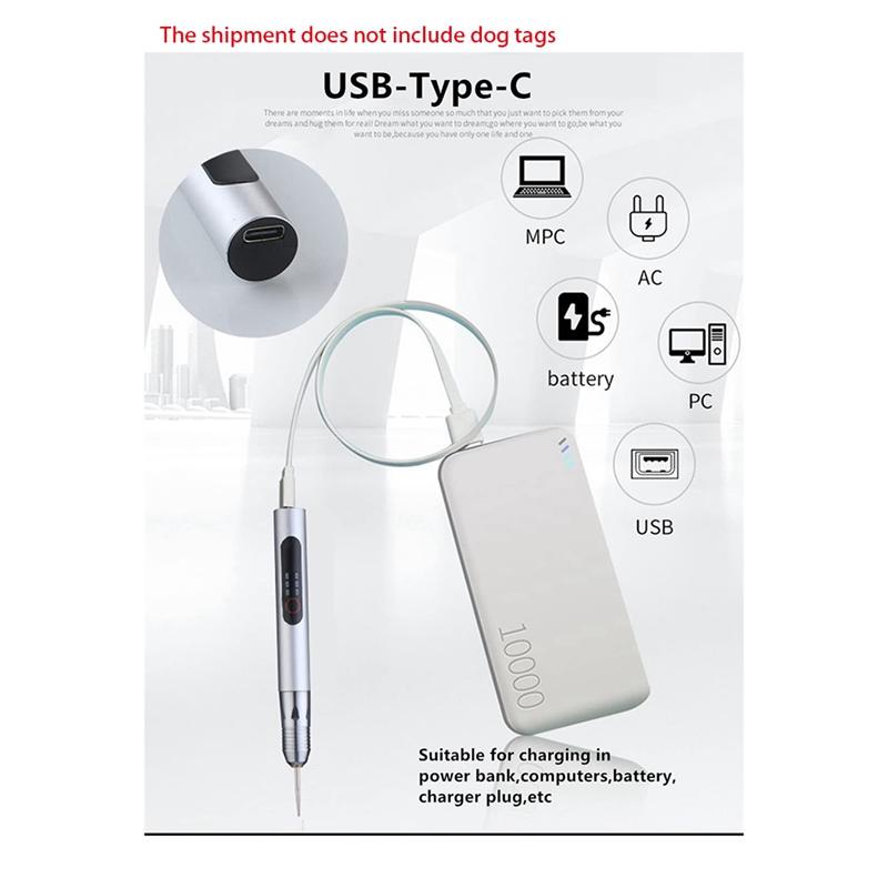Electric Engraving Pen Grinding Polishing Nail Machines USB Rechargeable Cordless For Jewelry Wood Metal