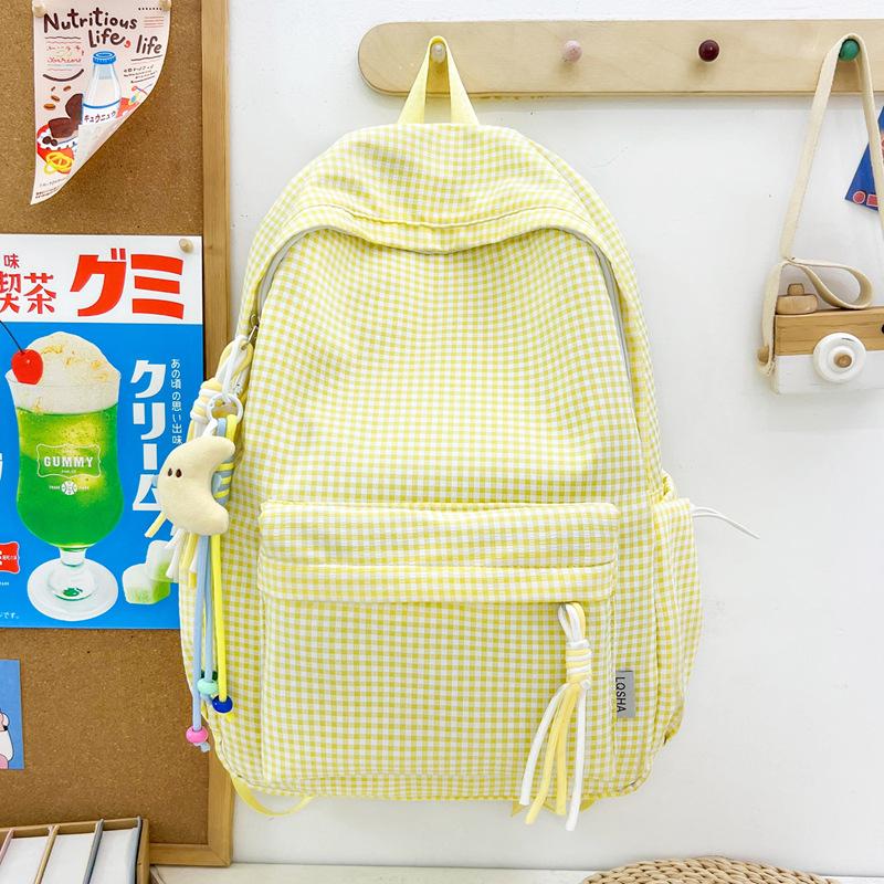 Schoolbag Korean Version Mori Series Literary and Artistic Backpack for Middle School Students In Class, Schoolbag Harajuku Versatile Plaid Girl