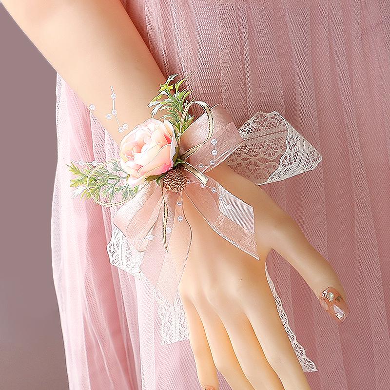 Mori Style Wedding Set: Bridesmaid Corsage, Groomsman Boutonniere, Family Bracelets