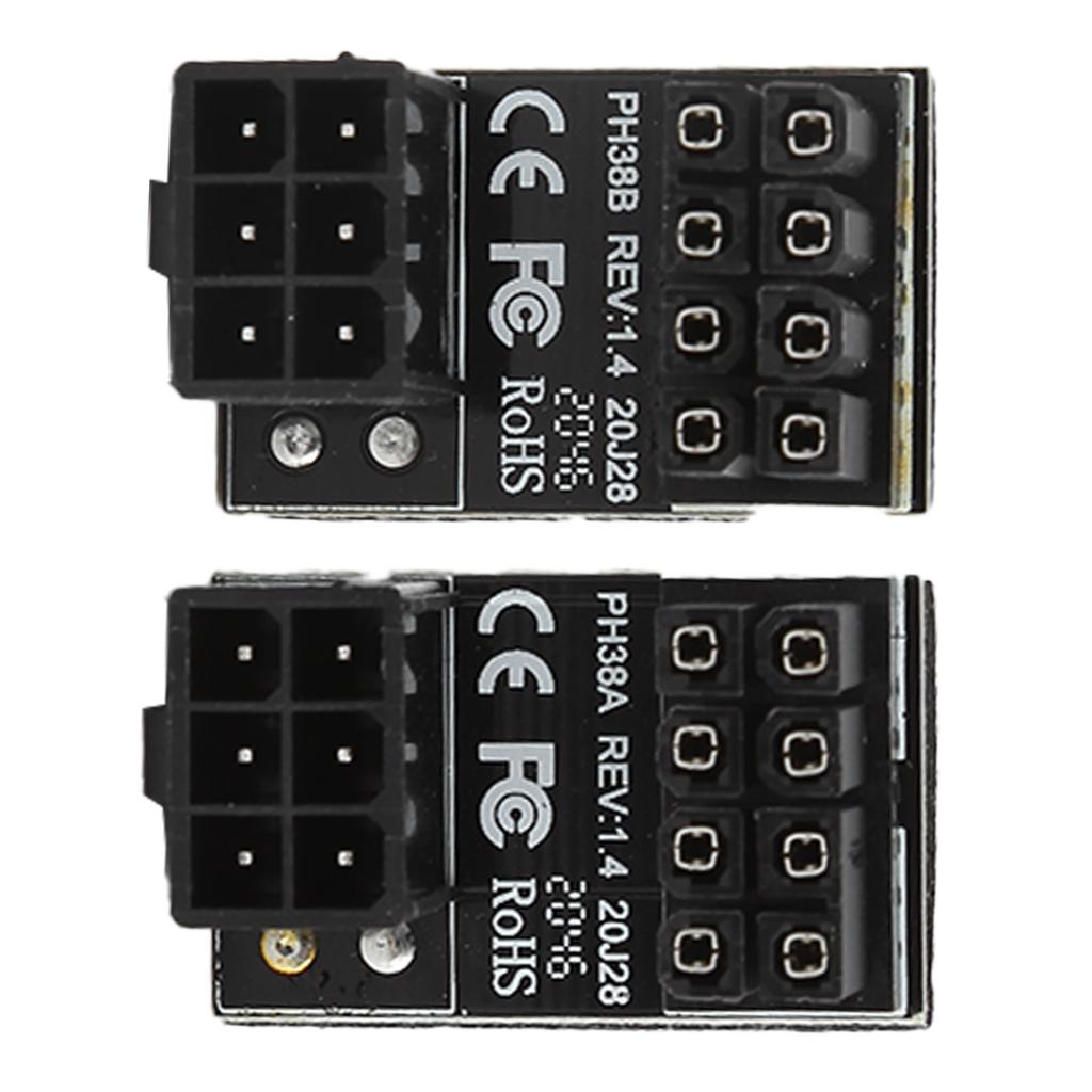 2pcs Power Adapters 6Pin Female to 8pin Male 180 Degree Angled Connector For Desktops Graphics Card