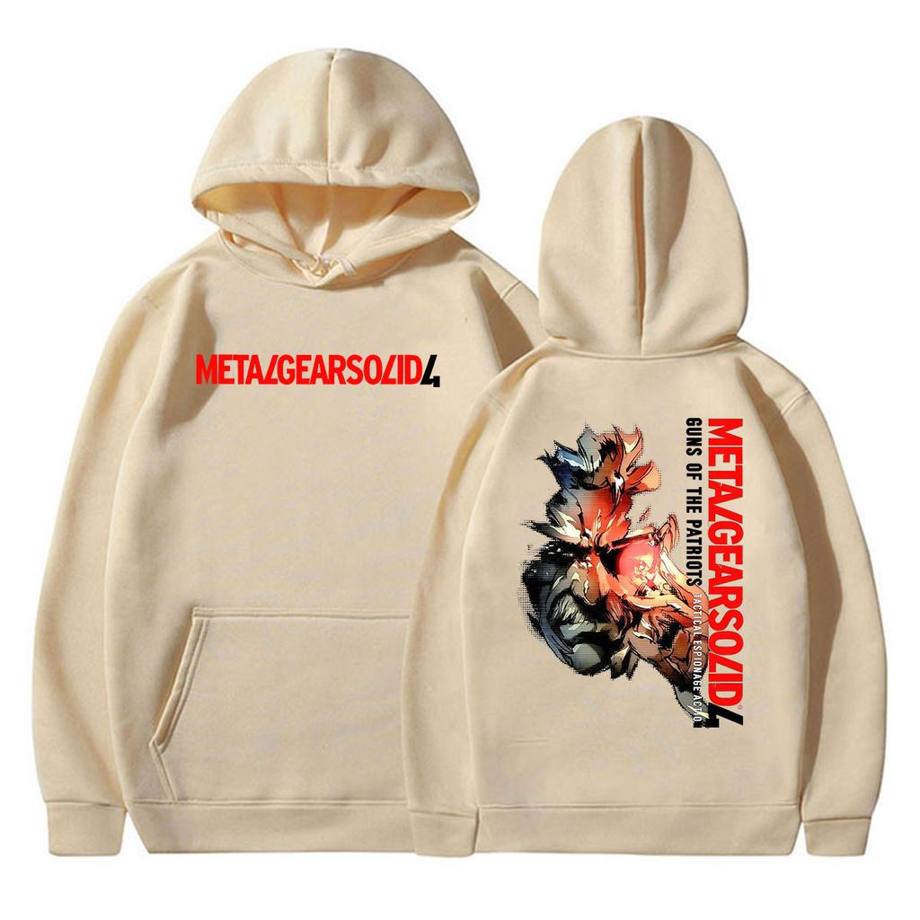 Game Metal Gear Solid 4 Print Hoodie Unisex Vintage Fashion Pullover Sweatshirt Casual Fleece Long Sleeve Hoodies Streetwear