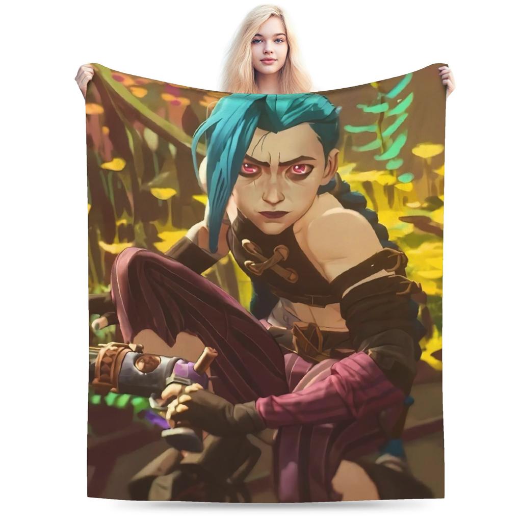 Arcane Vi Jinx Blankets Quality Warm Throw Blanket Autumn Students Living Room Aesthetic Bedspread