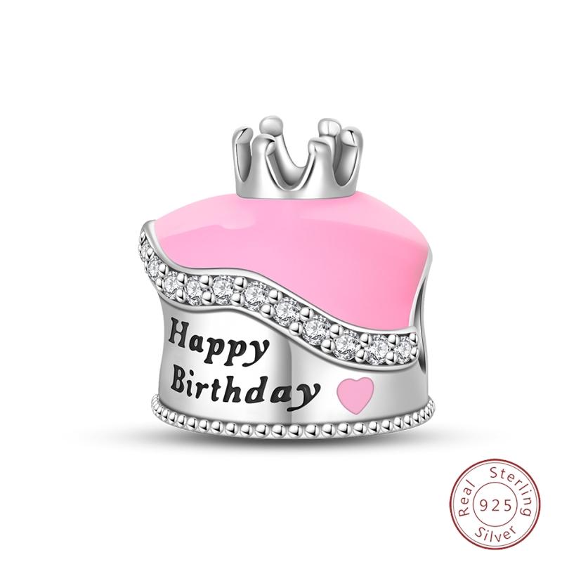 S925 Silver Birthday Bear Lucky Cat Elephant Family Firefly Charms Beads Fit 3mm Bracelets DIY Fine Jewelry