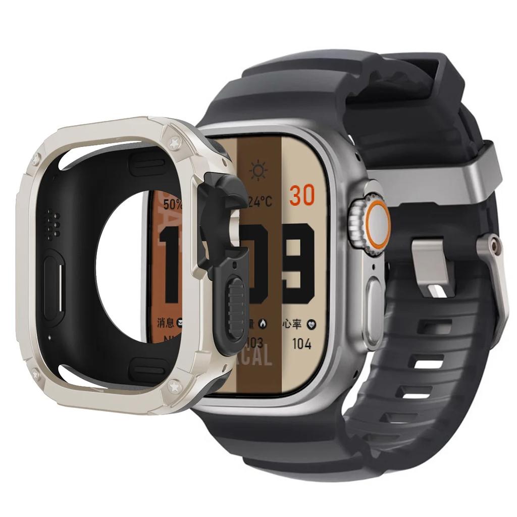 Apple Watch Ultra 2 49mm 44 45 46mm için Kordon+Kılıf Spor Silikon Kordon TPU+PC Kapak iWatch Series10/8/7/SE/6/5 Koruyucu Tampon