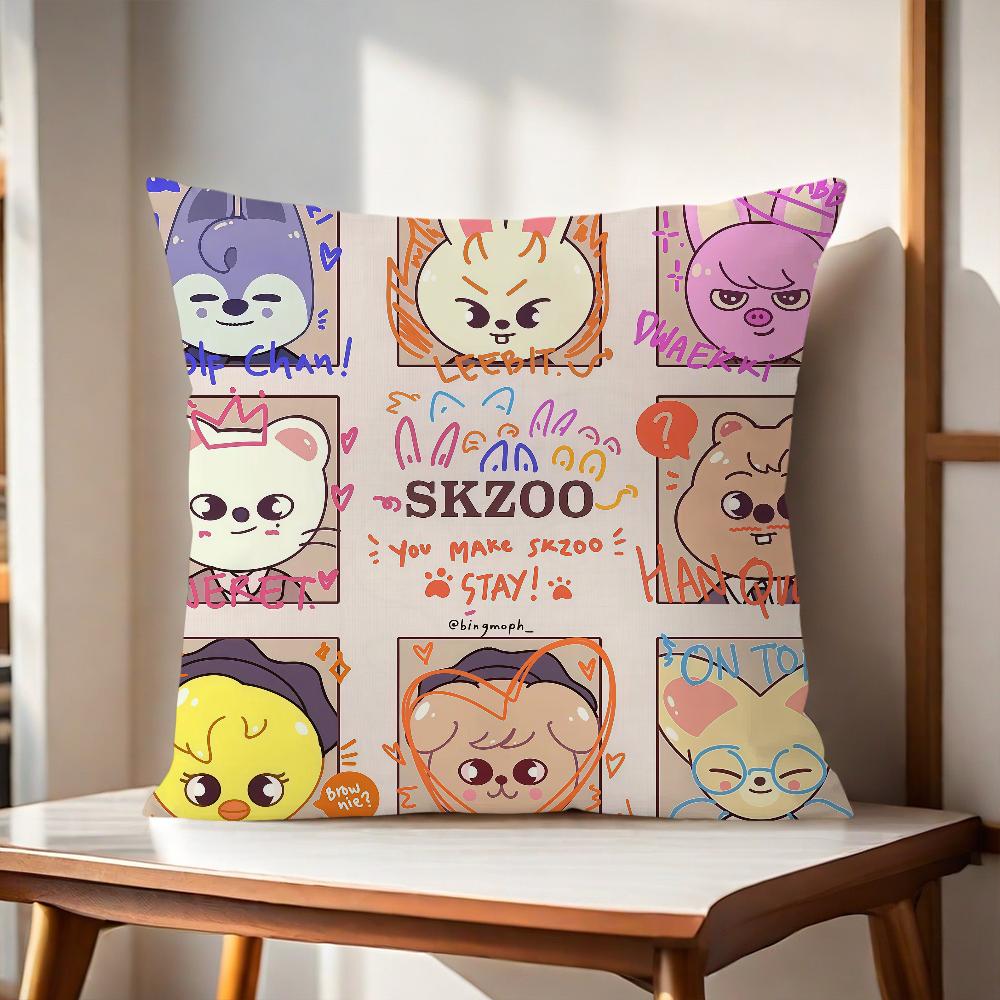 Kpop S-Skz-oo-S Cartoon cushion cover For Pillow Sofa Printing Decoration Room Home Office Coffee Shop Car Nordic Simplicity