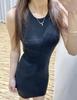 Stylish French-Inspired Sleeveless Vest Dress with Pocket Embroidery 
