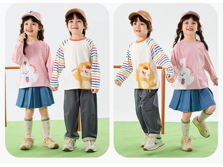 Dudu Family 100% Cotton Long Sleeve Children's T-shirt for Boys and Girls - Spring Top