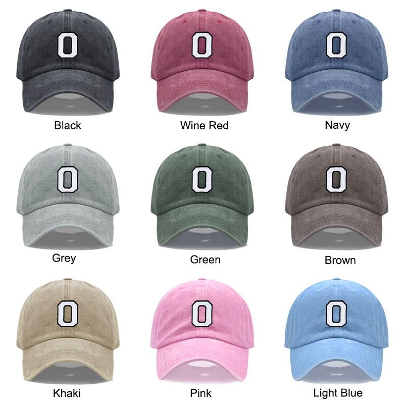 Initial Letter A-Z Embroidery Baseball Cap For Men Womne High Quality Washed Cotton Dad Hats Team Sport Visors Snapback Caps
