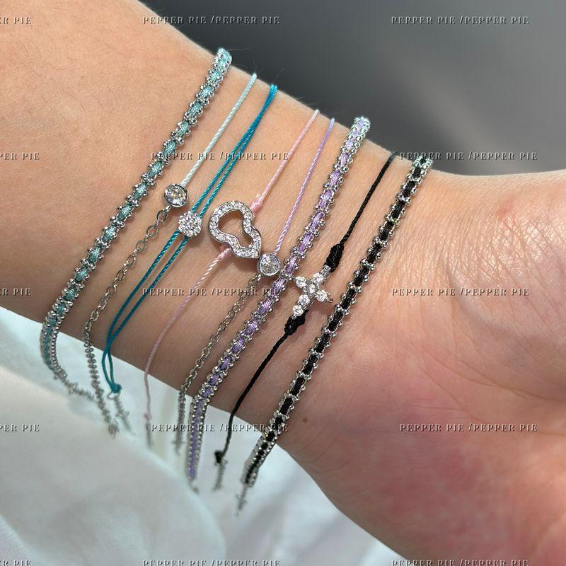 

Пирог Новинка Вода Озеро Голубой Ремешок для переноски Женский Маленькая Красная Веревочка Вырез Тыква Полный Бриллиант Браслет Женский Позолоченный Белым Золотом Доступная Роскошь Purple single drill half rope half chain/Single