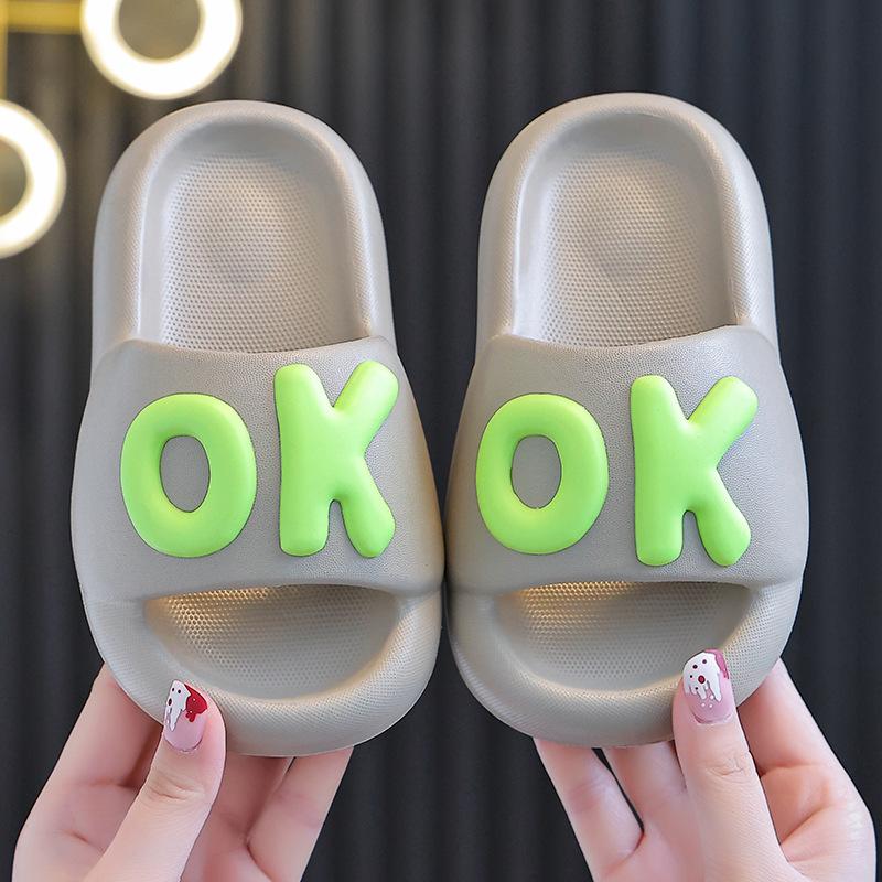 

Children s simple parent-child slippers, cute home bathroom non-slip slippers for boys and girls, silent summer sandals for bathing 34-35Code хакі