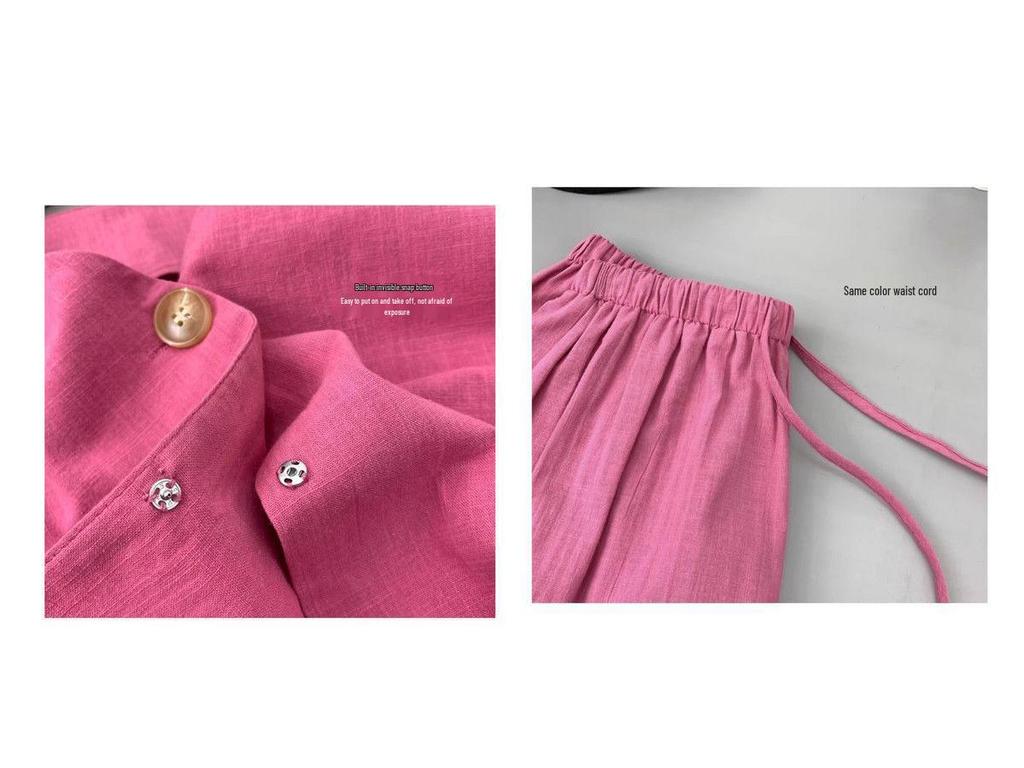 Dopamine French Chic New Chinese Style Summer Suit: Elegant Top & Wide-Leg Shorts, Retro Versatile Two-Piece Set