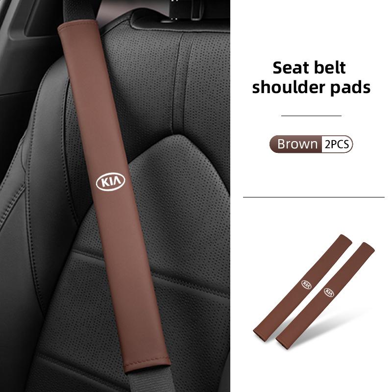 For KIA Car Leather Safety Belt Shoulder Cover Breathable Protection Seat Belt Padding Stinger Optima Cerato Soul Venga Forte
