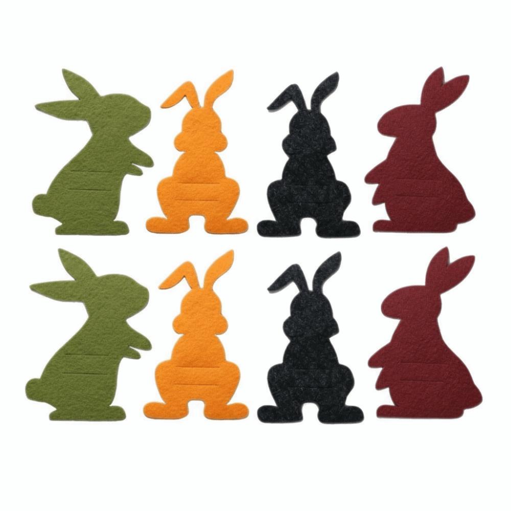 

8pcs/set Funny Easter Bunny Coin Clip Colorful Felt Cotton Cloth Rabbit Cutlery Holders Unique Cartoon Dinnerware Decor