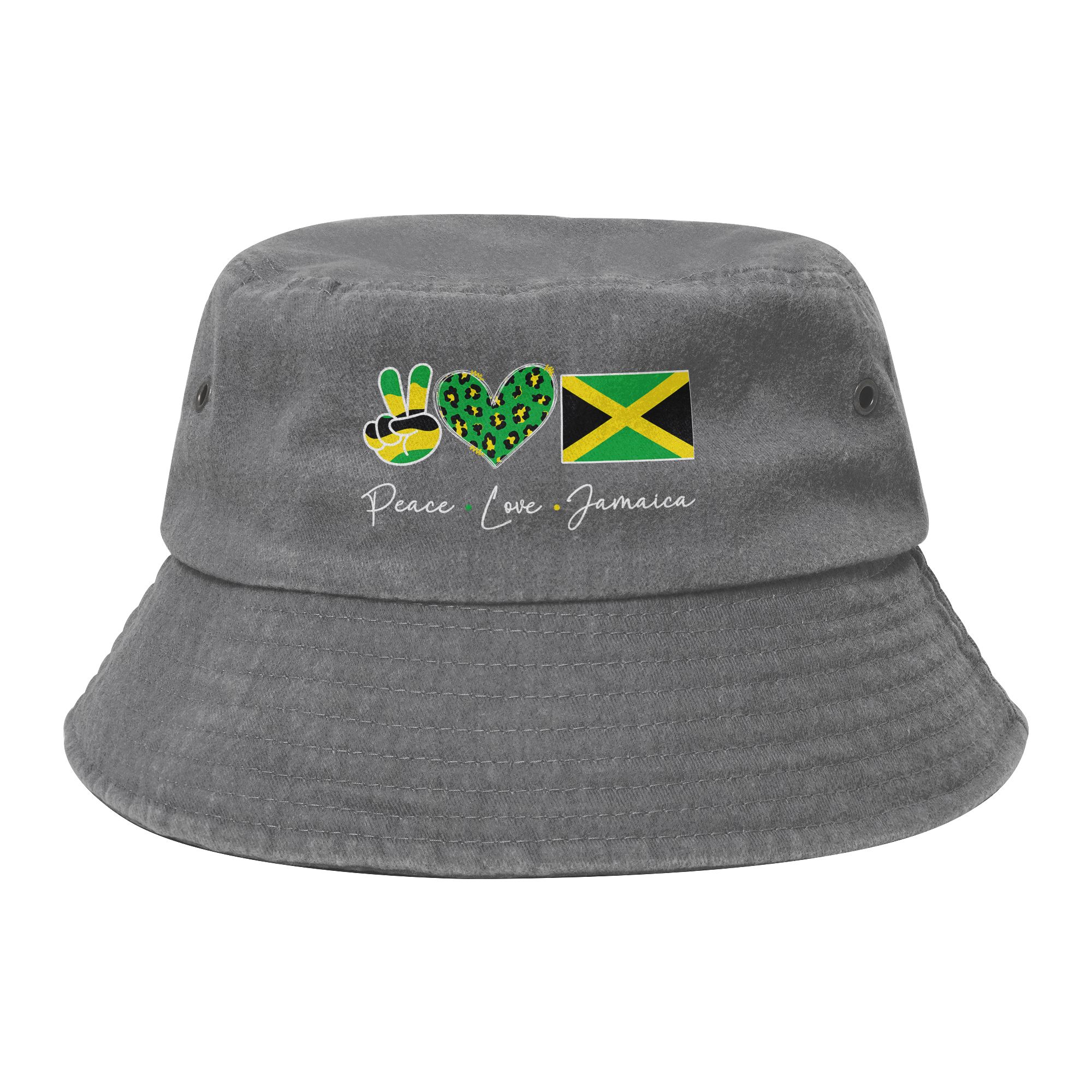 Girl Bucket Hat Peace Love Jamaica Flag Jamaican Summer Beach Hatwear Lightweight Fishing Hat Session Hats Birthday Gift Idea One Size