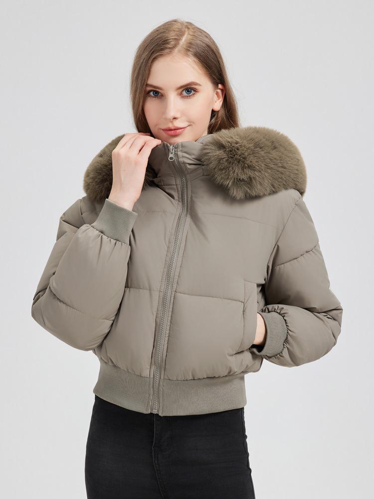 European & American Design Hooded Fur Collar Women's Winter Coat 2025: Short Style Cotton Jacket