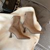 Comemore Pointed Toe Fleeces Women Sock Boots Side Zippers Shoes Autumn Winter High Heel Women's Morder Short Booties