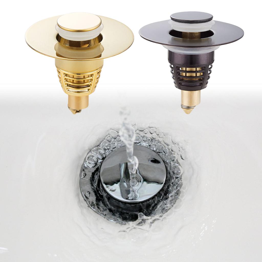 Korek do umywalki i sitko odpływowe do umywalek łazienkowych Mosiężne rdzenie sprężynowe Korki typu push Pasują do 25 mm do 46 mm Wykończenie chromowane