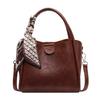 Silk scarf versatile handbag new bucket bag messenger bag women's texture commuting shoulder bag