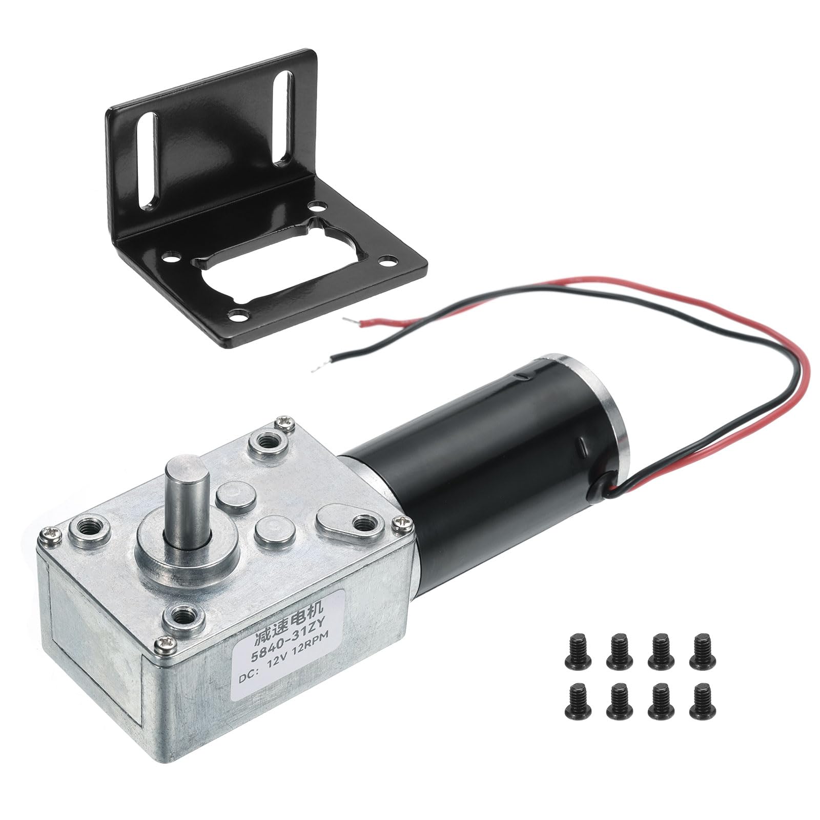 

uxcell DC 12V Високомоментний Турбінний Черв ячний Редуктор 8мм 12 об/хв з для Двигуна Електричних Камінів, Вал, Провід,