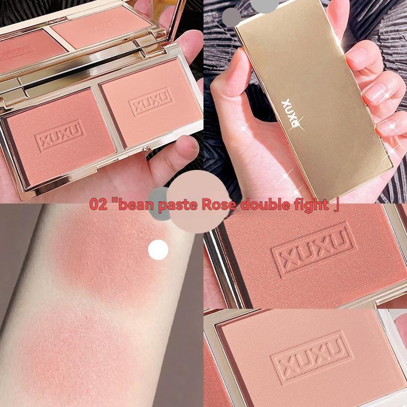 Natural&Matte Blush Palette Fine Powder Two-tone Peach Blush Palette Natural Rose Pink Red Rouge Face Cheek Easy To Apply