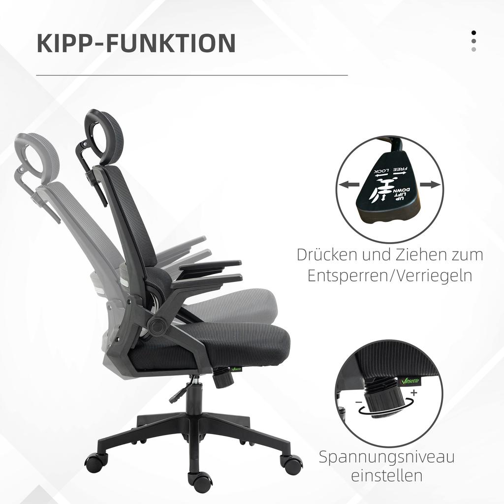 Office Chair Desk Chair Office Chair, height-adjustable, 1 headrest, 60 x 61 x 121.5 cm, Black