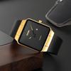 Square Watch Men Leather Strap Black Simple Slim Stylish Wristwatch Gentleman Waterproof Business Casual Male Gift Gold Black