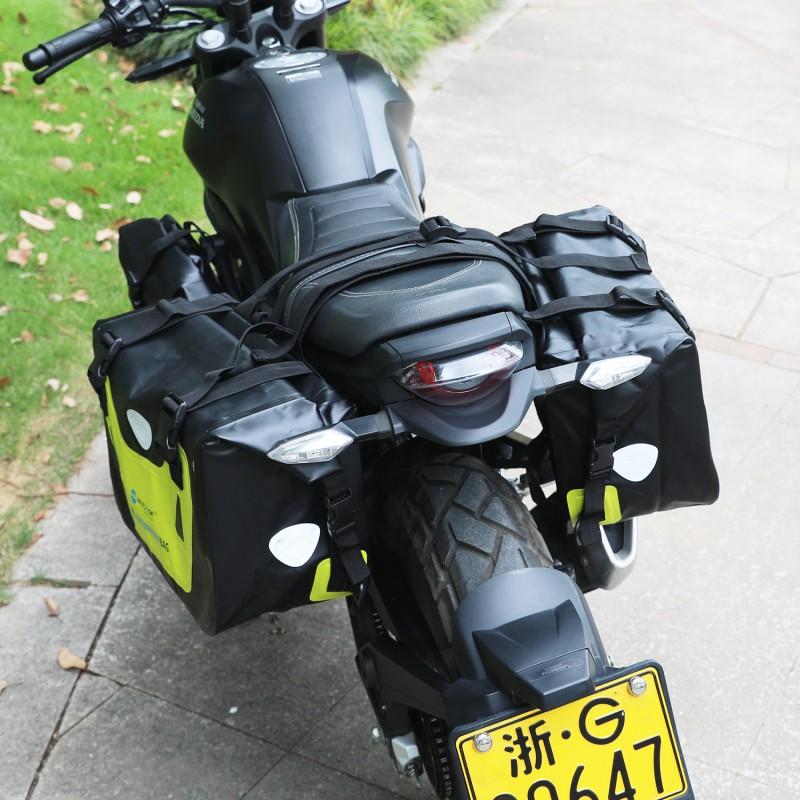 50L Waterproof Motorcycle Saddle Bag Rear Seat Tail Touring Motorcycles With PVC Material Fluorescent Green Orange