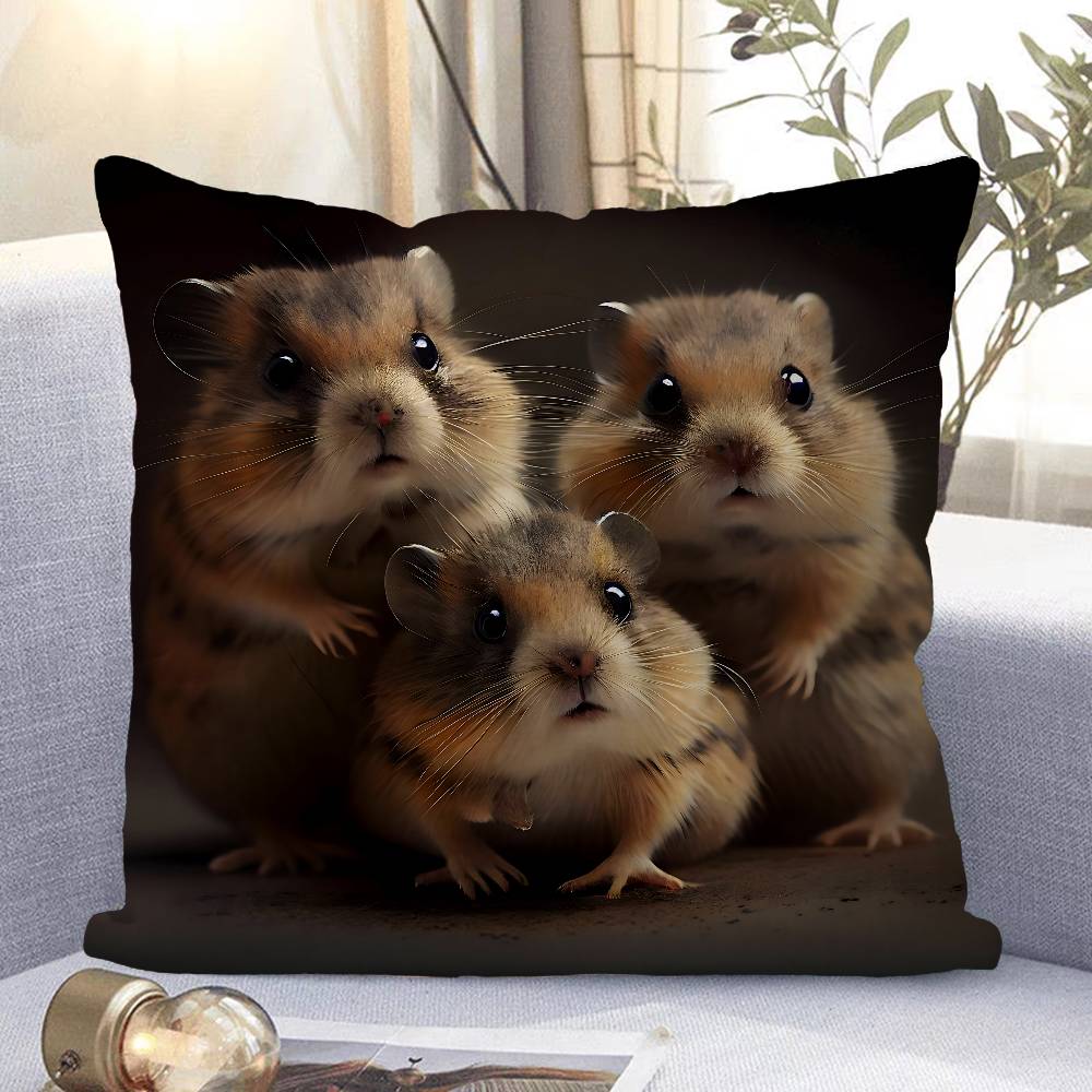 Cute Hamster Pillow Case Removable Washable Cushion Cover – All-Season Soft Linen