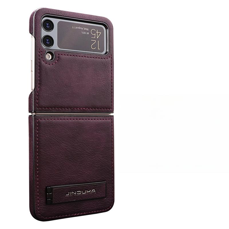 

Подходит для чехла для мобильного телефона Samsung ZFlip6, складной экран Flip5, полностью закрывающий, противоударный, 3/4 поколение Flip, деловой кожаный чехол Samsung Galaxy Z Flip 3