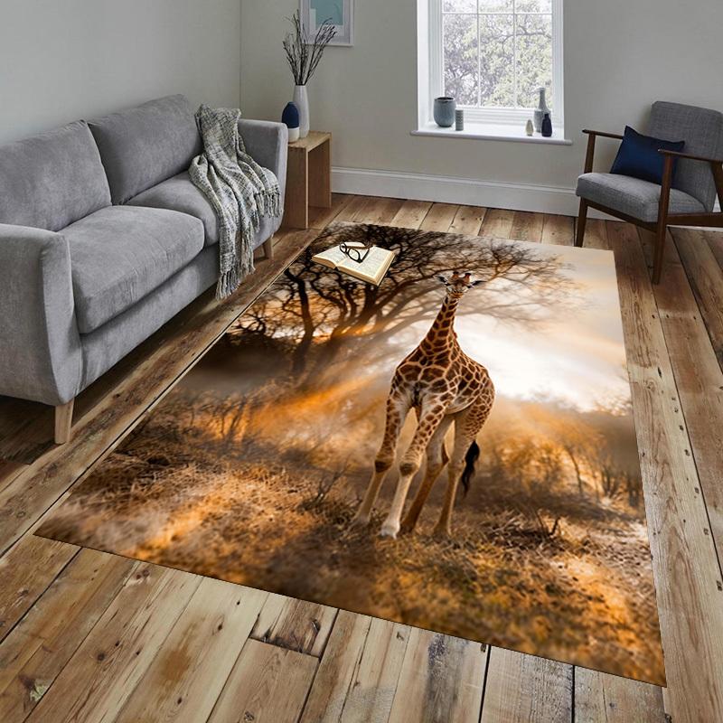 Giraffe Savannah Pattern Area Rug, Office Carpet Indoor Outdoor Entrance Doormat, Non-Slip Soft And Comfortable, Living Room, c122038