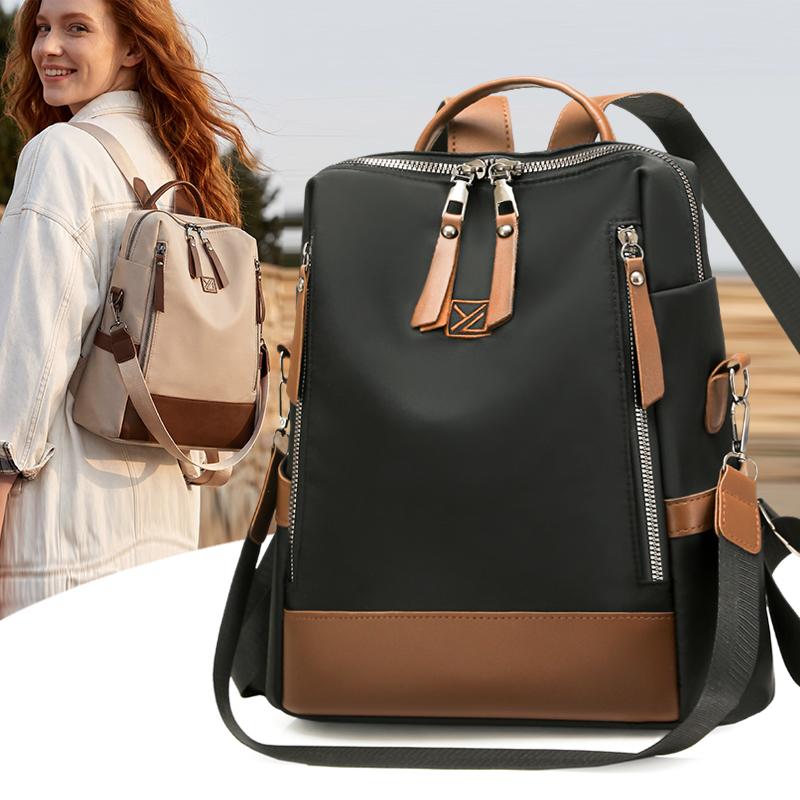 Women's Color Block Backpack Lightweight Water-repellent Multi-functional Shoulder Bag