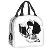 Custom Manga Mafalda Quino Cartoon Thermal Insulated Lunch Bag Women Portable Lunch Container Camping Travel Storage Food Box