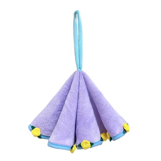 Rose Bouquet Hand Towel Hanging Hand Wipe Cloth Absorbent Decorative Hand Towel with Hanging Loop for Kitchen Bathroom