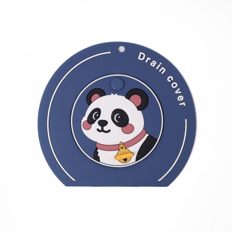 Silicone Floor Drain Cover Anti-Odor Anti-Insect Floor Drain Mat Anti-Blocking Cartoon Panda Sewer Filter Pad