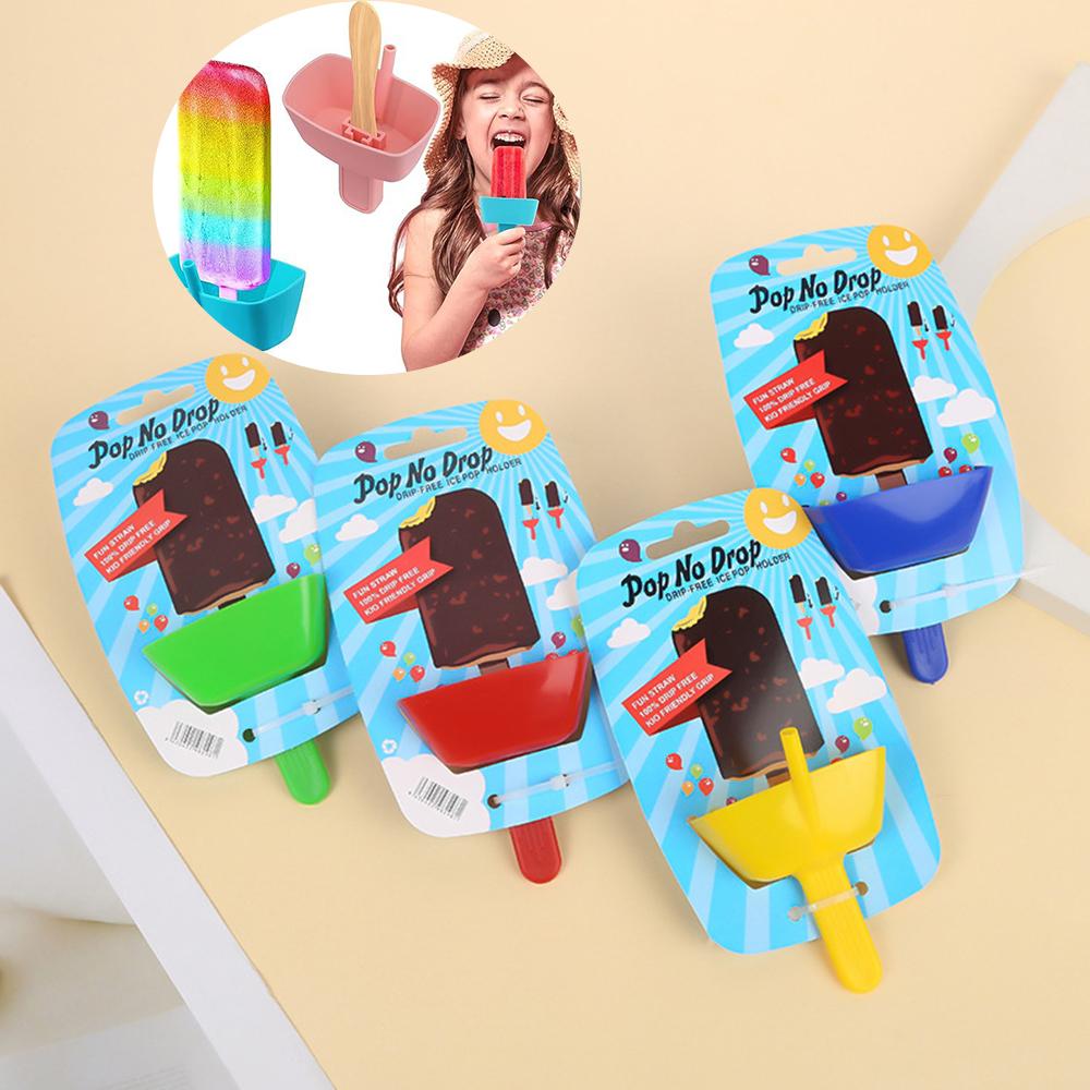 4pc Portable Popsicle Protectors Drip Guard Holder for Kids Ice Cream Handheld Ice Cream NoDrop Holder Anti-drip Popsicle Tray