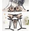 Sexy Lace Lingerie for Women Bra Garter Panties 3pcs Sets See-through Sexy Elegant Underwear Intimate Transparent Erotic