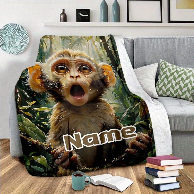 Monkey Customize Your Name Blanket Warm Comfortable And Soft Blankets Are Suitable For Home Lunch Break Blanket Office Sofa Sofa Gift To Relatives And