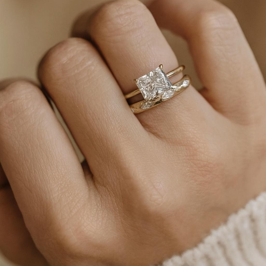 Marquise CZ Wedding Band, Yellow Gold Plated Silver, Vintage Stackable Anniversary Ring for Women