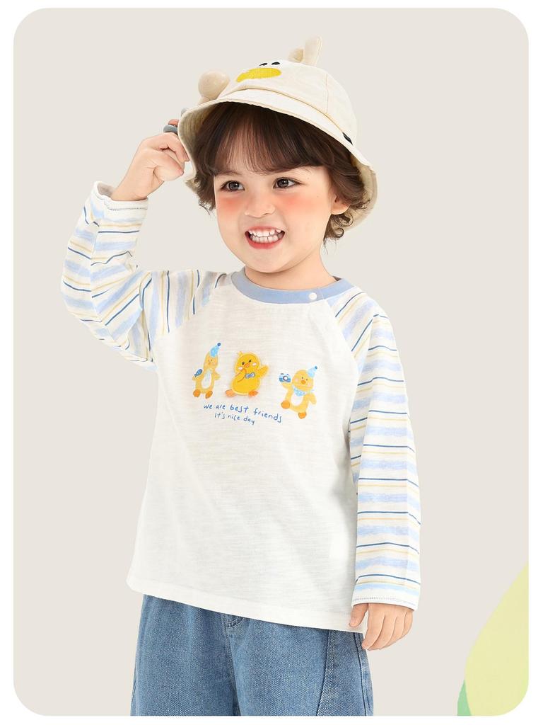 Kaka Panda Kids' Long Sleeve T-shirt – Spring Casual Base Layer for Boys and Girls, Trendy Spring/Autumn Wear