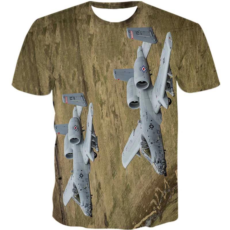 T-shirt Fresca Stampa 3D Aereo da Caccia Uomo Estate Appassionati di Aerei Casual Sport Fitness Magliette Manica Corta T-shirt Bambini