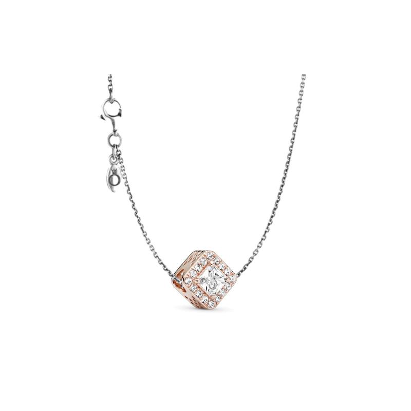 Pandora Square gemstone dazzling halo charm Beads + original chain коричневый