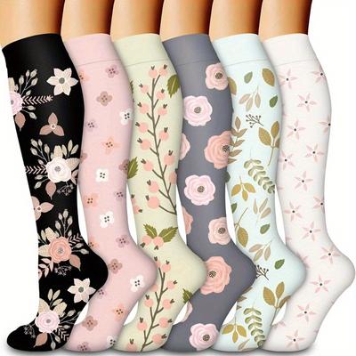 6 Paia fiori Calzini a Compressione Infermiera Calzini a Compressione Sport Donna Signora Corsa