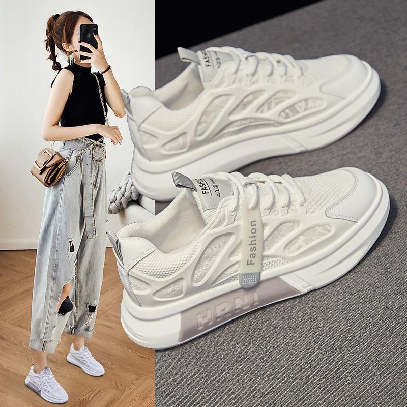 Mesh Little White Shoes Women's Shoes Summer New Versatile Hollow Breathable Single Mesh Sports Board Shoes Net Shoes Thin