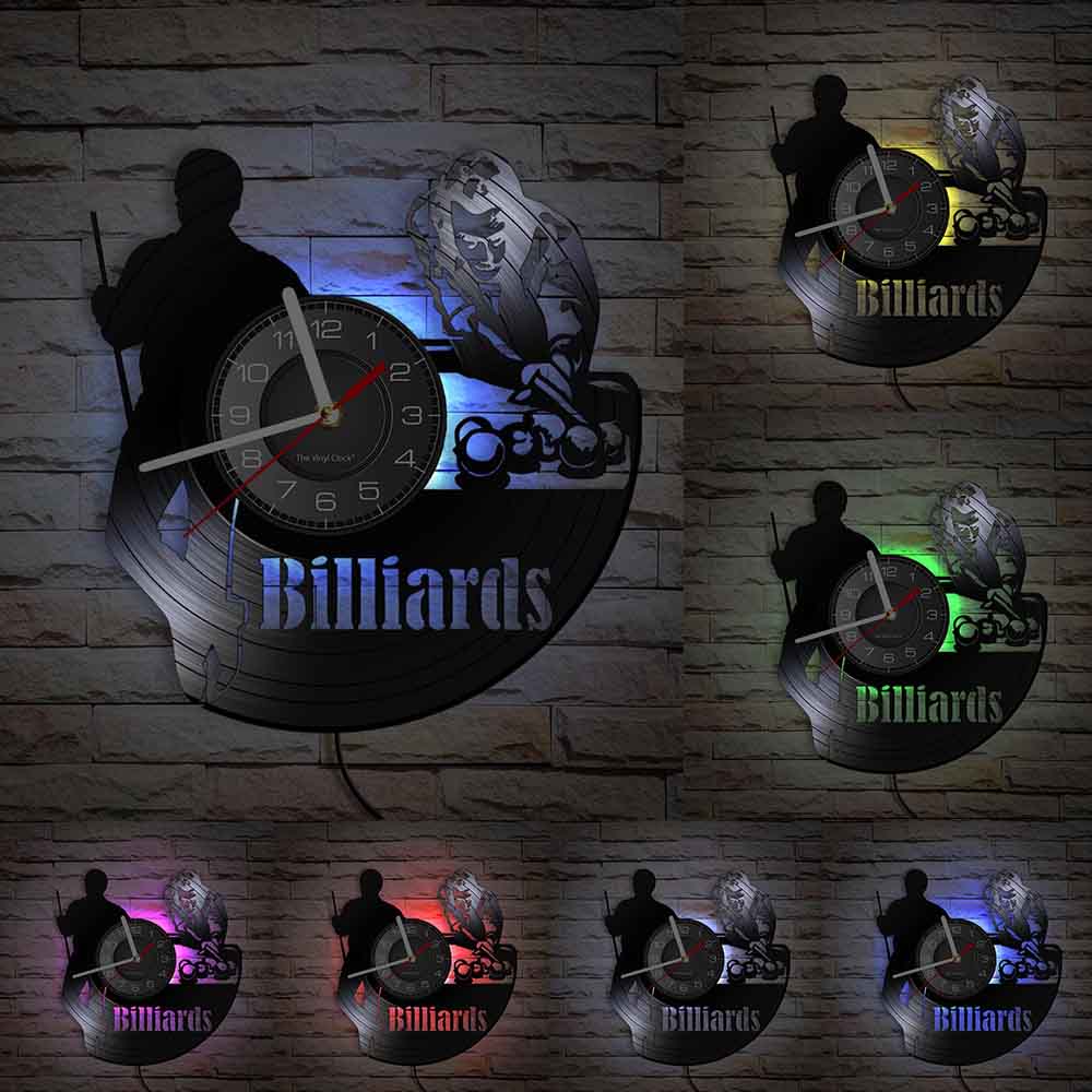 Billiards Ball Pool Vinyl Clock Record Clock Sport Vintage Home Decor Billiards Room Wall Clock Snooker Wall Art Clock Gift